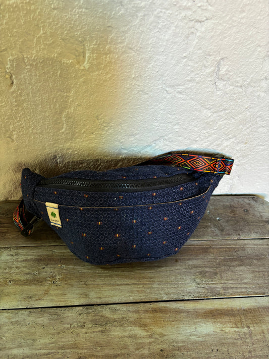 Blue Textured Fanny Pack